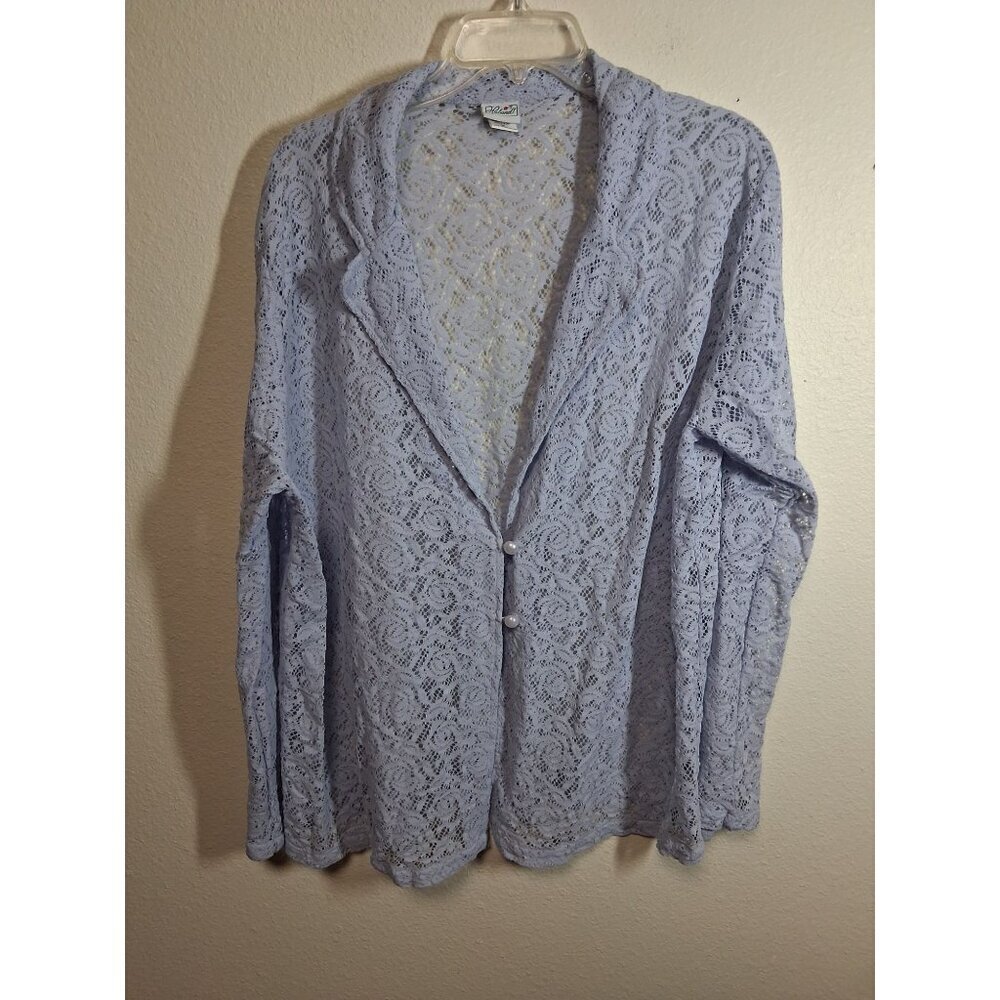 Vintage Haband Lace Jacket Cardigan Business Casual Granny Blue Purple Size 2XL